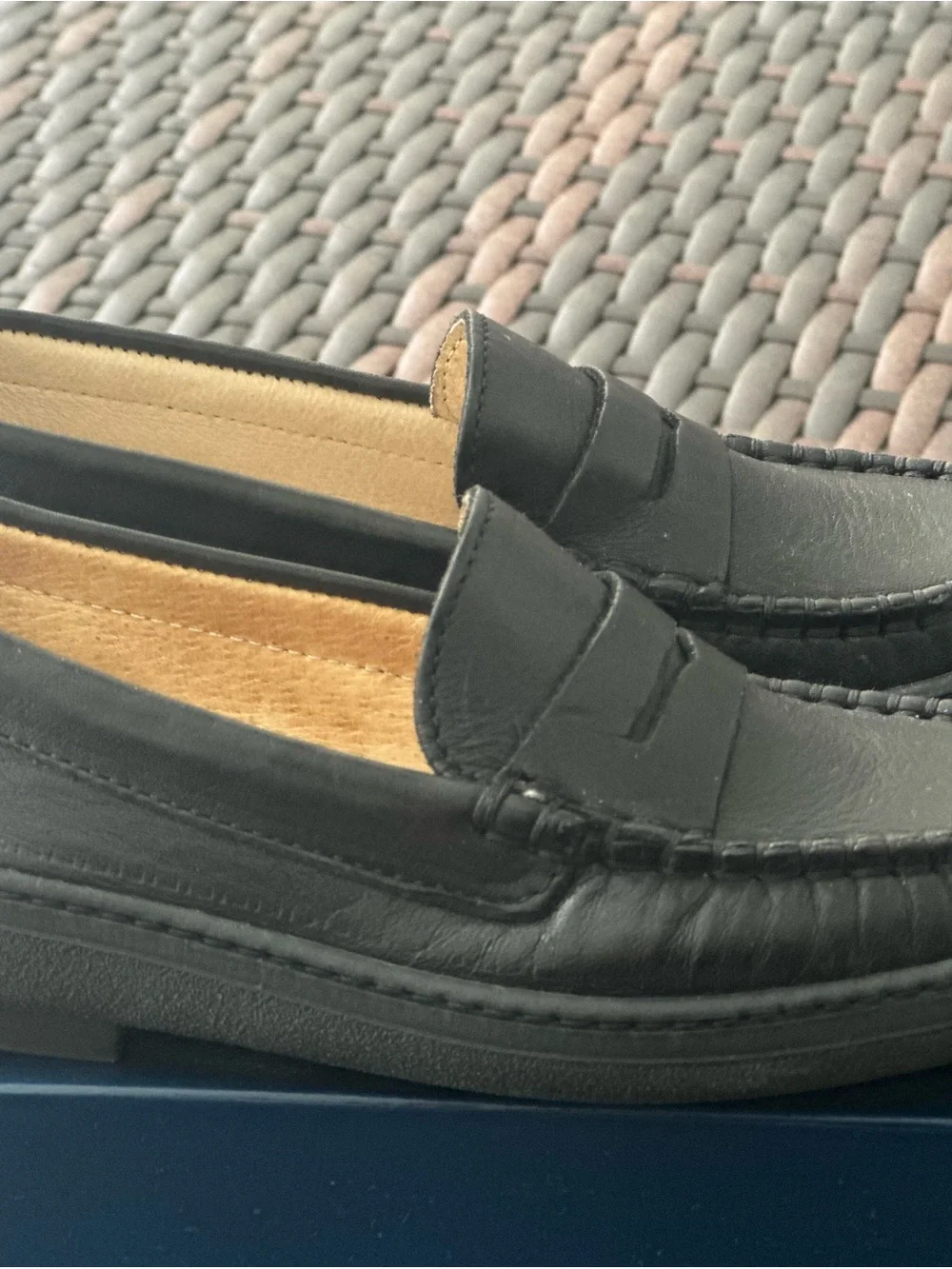 Gallucci Black Leather Kids Penny Moccasins